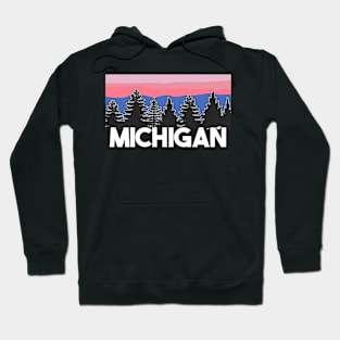 Blush Pine Tree Sunset Michigan Hoodie